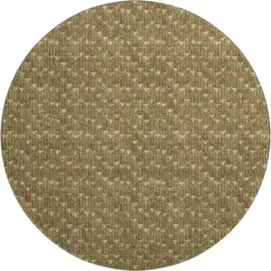 Photo of 8' Brown And Ivory Geometric Washable Round Rug With UV Protection