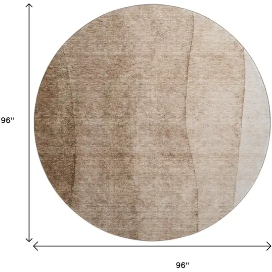 8' Brown And Ivory Ombre Washable Round Rug With UV Protection Photo 4
