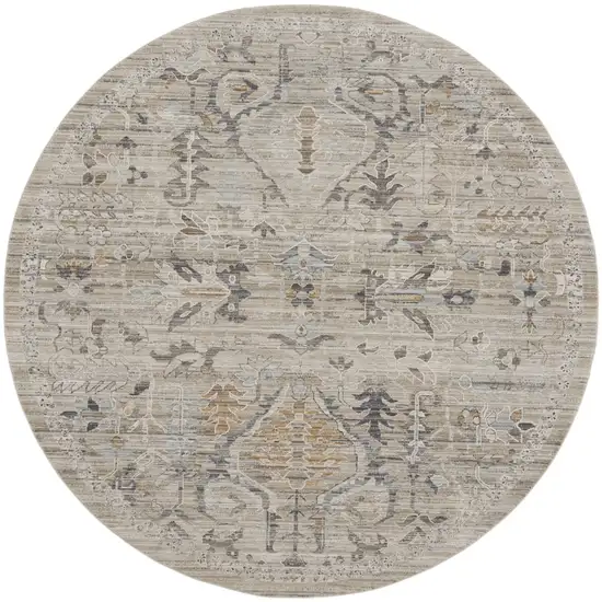 8' Brown And Ivory Oriental Round Rug Photo 4