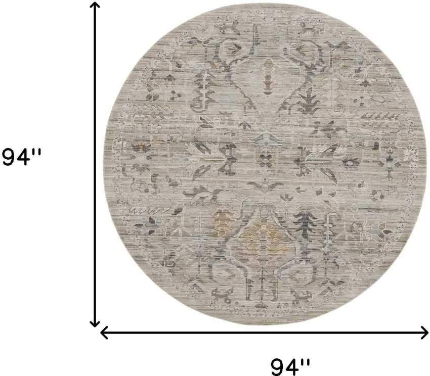 8' Brown And Ivory Oriental Round Rug Photo 3