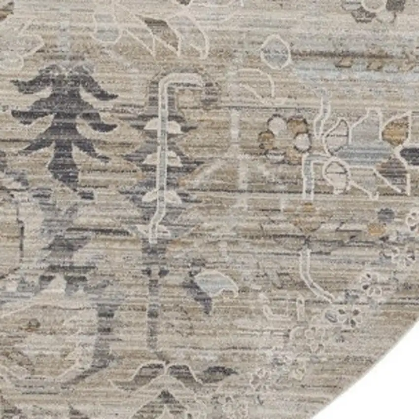 8' Brown And Ivory Oriental Round Rug Photo 3