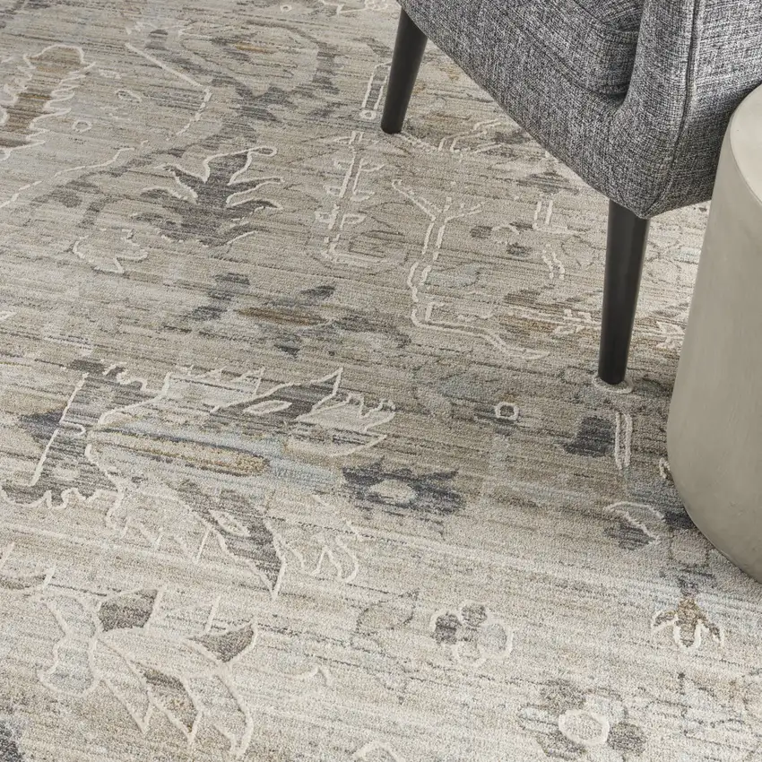 8' Brown And Ivory Oriental Round Rug Photo 6