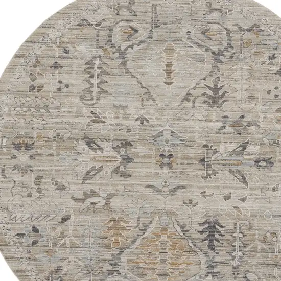 8' Brown And Ivory Oriental Round Rug Photo 8