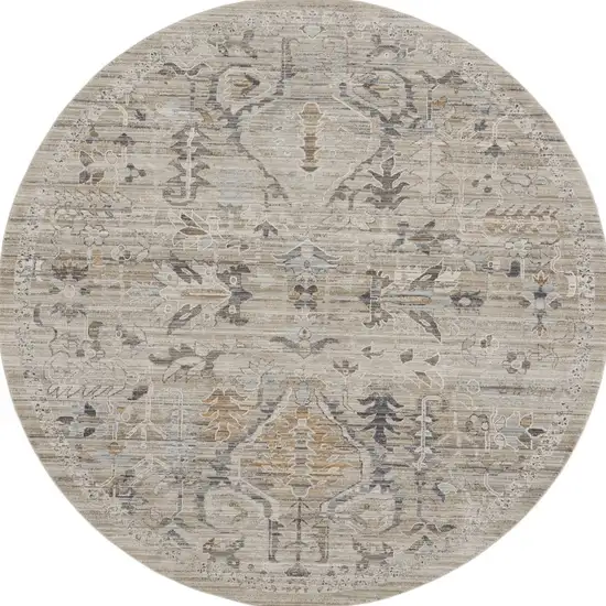 8' Brown And Ivory Oriental Round Rug Photo 2