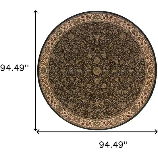 8' Brown And Ivory Oriental Round Rug Photo 3