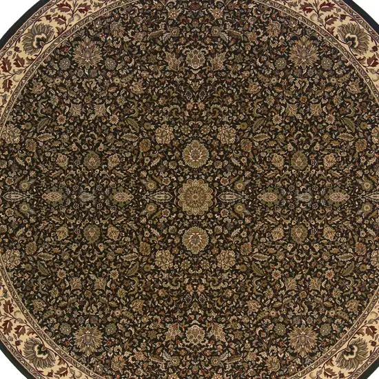 8' Brown And Ivory Oriental Round Rug Photo 4