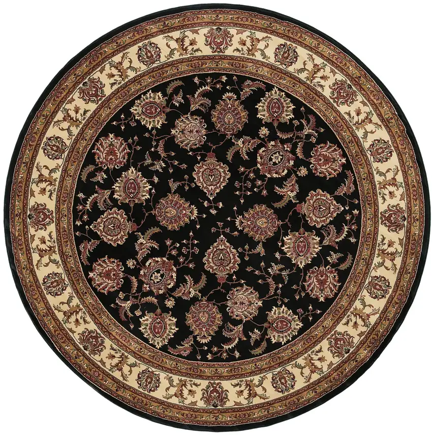 6' Brown And Ivory Oriental Round Rug Photo 5