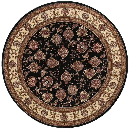 6' Brown And Ivory Oriental Round Rug Photo 5