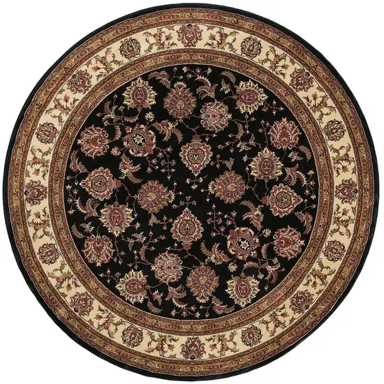 6' Brown And Ivory Oriental Round Rug Photo 2