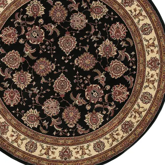 6' Brown And Ivory Oriental Round Rug Photo 4