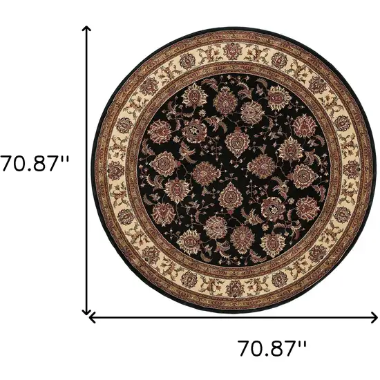 6' Brown And Ivory Oriental Round Rug Photo 3