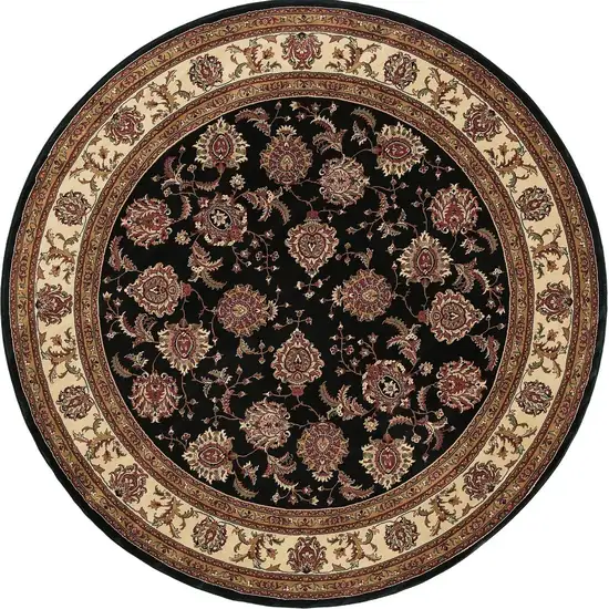 8' Brown And Ivory Oriental Round Rug Photo 5