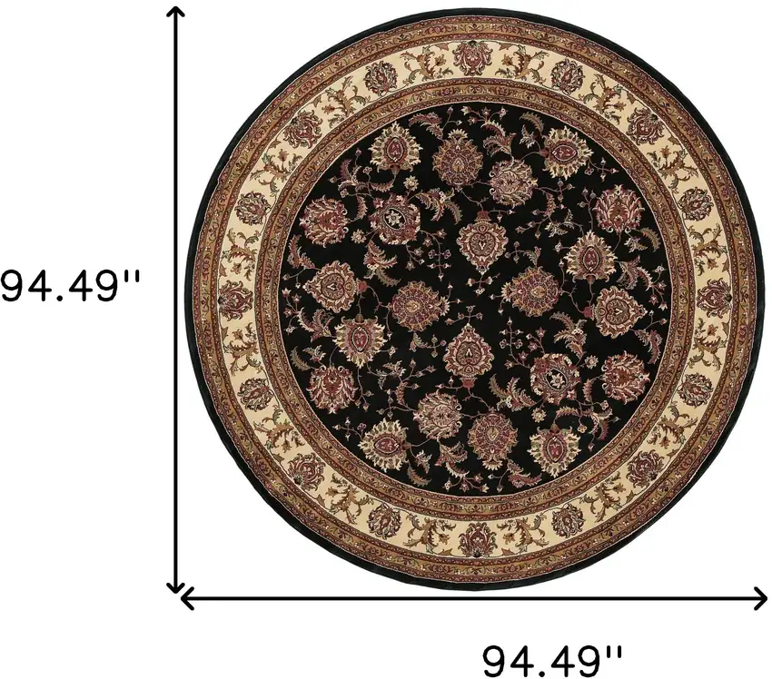 8' Brown And Ivory Oriental Round Rug Photo 3