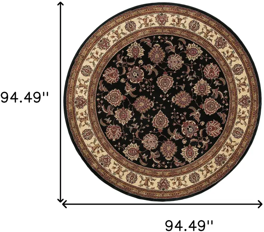 8' Brown And Ivory Oriental Round Rug Photo 3