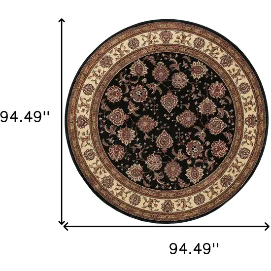 8' Brown And Ivory Oriental Round Rug Photo 3
