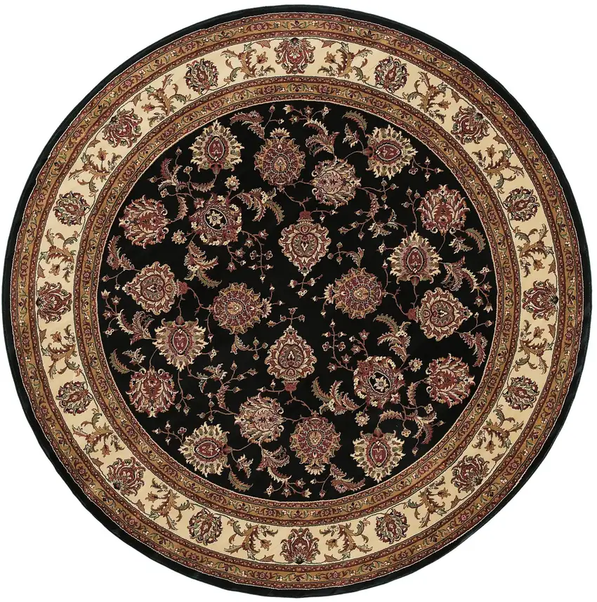 8' Brown And Ivory Oriental Round Rug Photo 2
