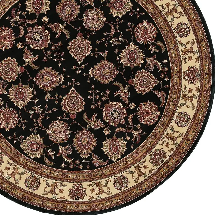 8' Brown And Ivory Oriental Round Rug Photo 4