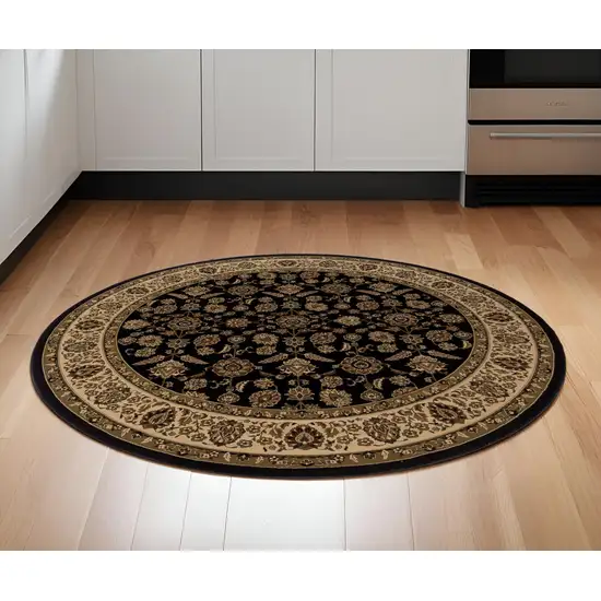 6' Brown And Ivory Oriental Round Rug Photo 1