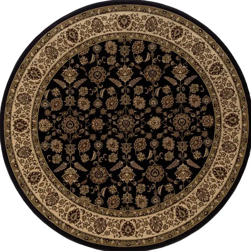 6' Brown And Ivory Oriental Round Rug Photo 4