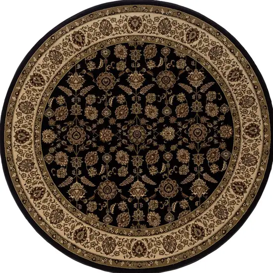 6' Brown And Ivory Oriental Round Rug Photo 4