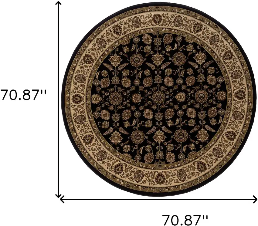 6' Brown And Ivory Oriental Round Rug Photo 3