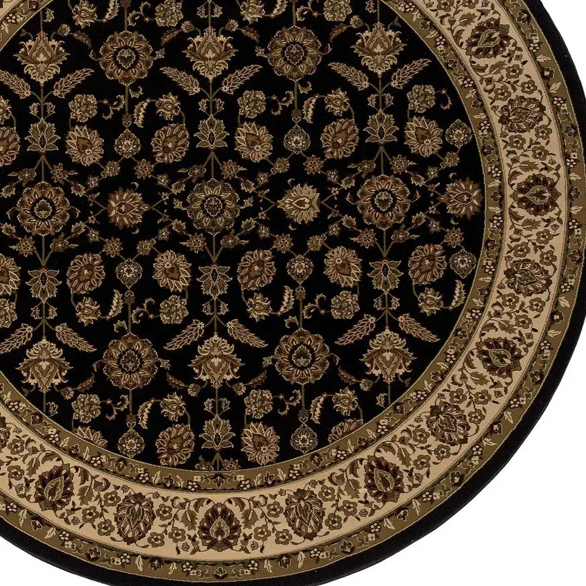 6' Brown And Ivory Oriental Round Rug Photo 5