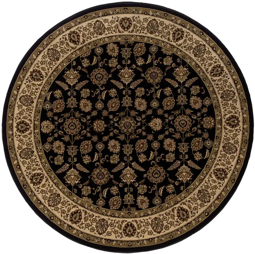 6' Brown And Ivory Oriental Round Rug Photo 2