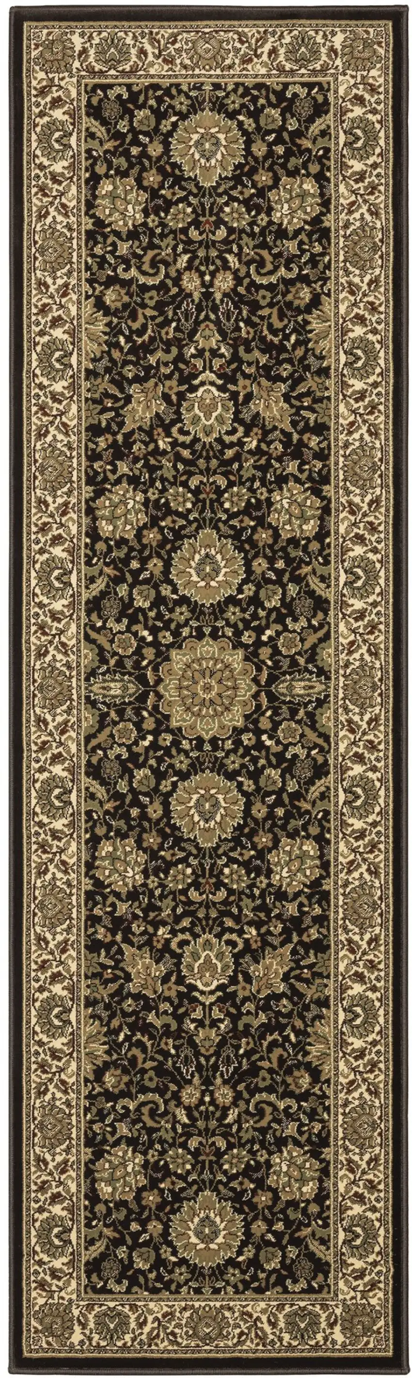 8' Brown And Ivory Oriental Runner Rug Photo 4