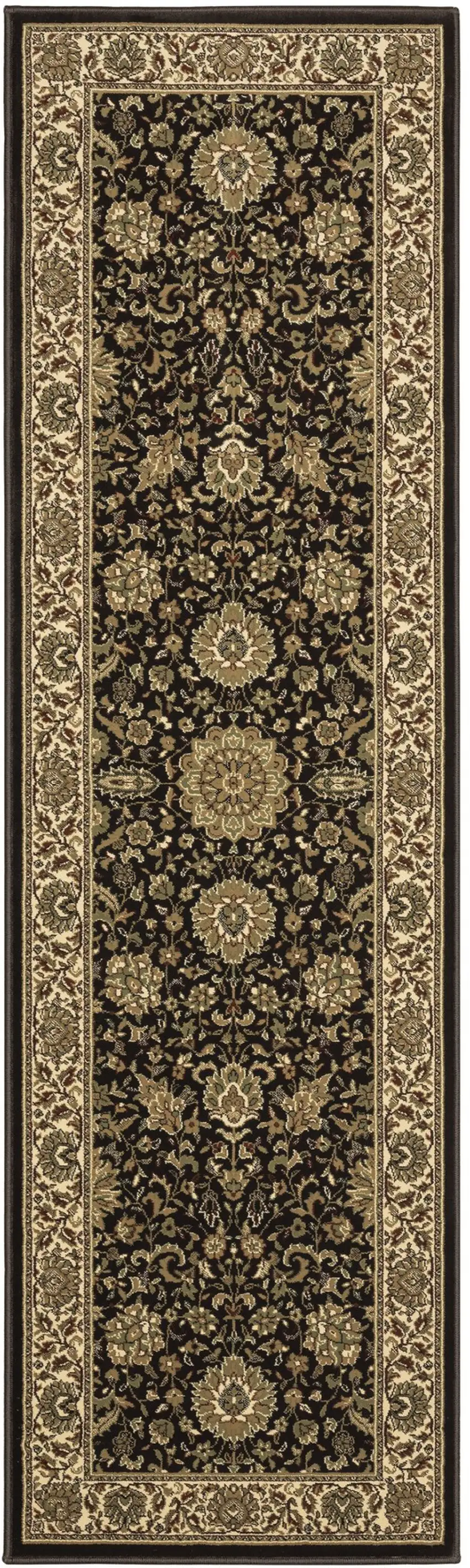 8' Brown And Ivory Oriental Runner Rug Photo 2