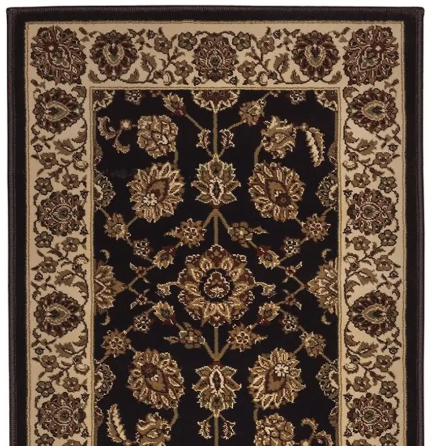 8' Brown And Ivory Oriental Runner Rug Photo 5
