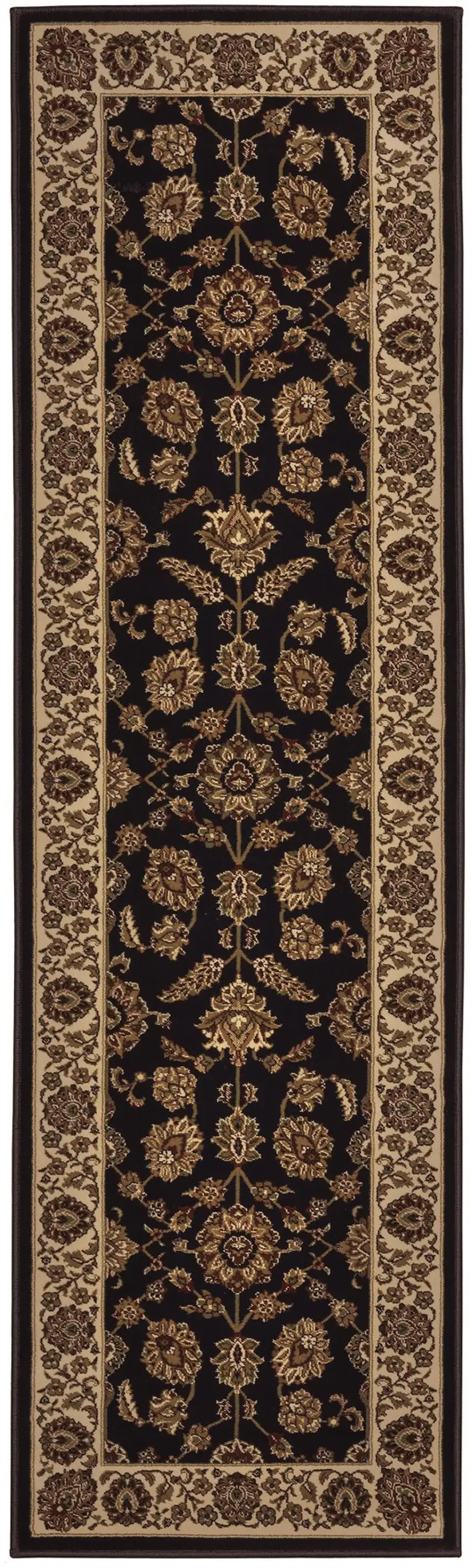8' Brown And Ivory Oriental Runner Rug Photo 2