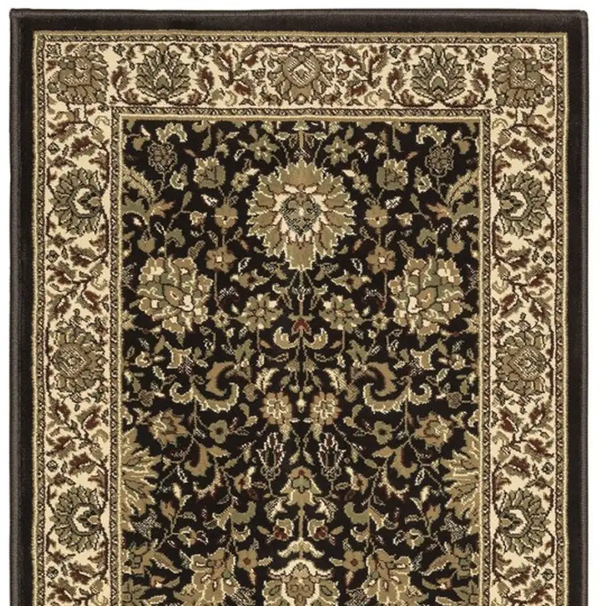 9' Brown And Ivory Oriental Runner Rug Photo 5