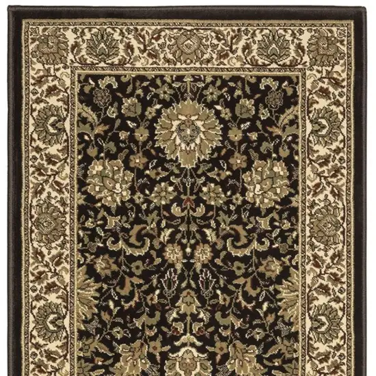 9' Brown And Ivory Oriental Runner Rug Photo 5