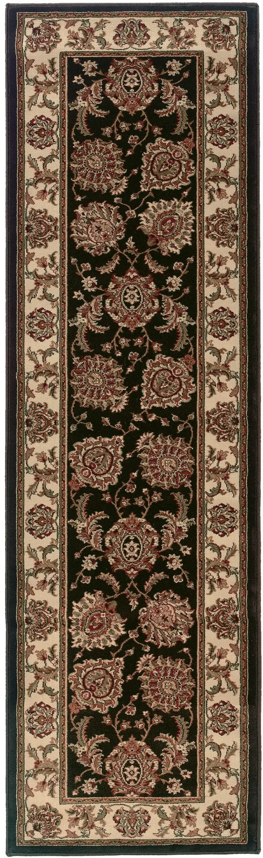 9' Brown And Ivory Oriental Runner Rug Photo 2