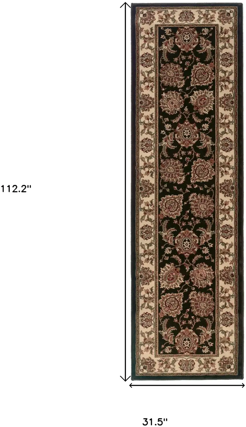 9' Brown And Ivory Oriental Runner Rug Photo 3