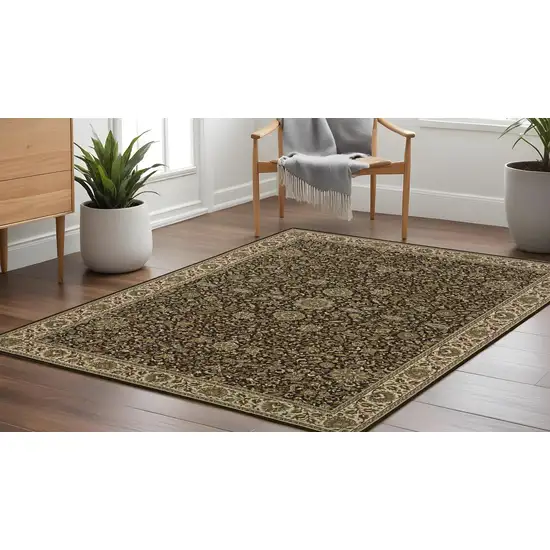 8' Brown And Ivory Oriental Square Rug Photo 1