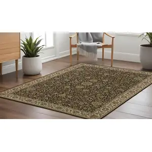 Photo of 8' Brown And Ivory Oriental Square Rug