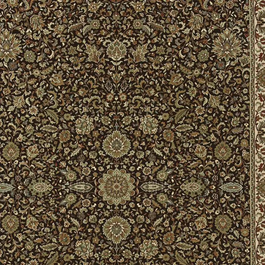 8' Brown And Ivory Oriental Square Rug Photo 4