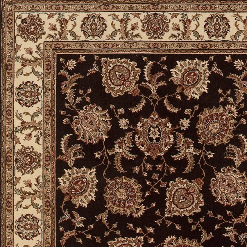 8' Brown And Ivory Oriental Square Rug Photo 4