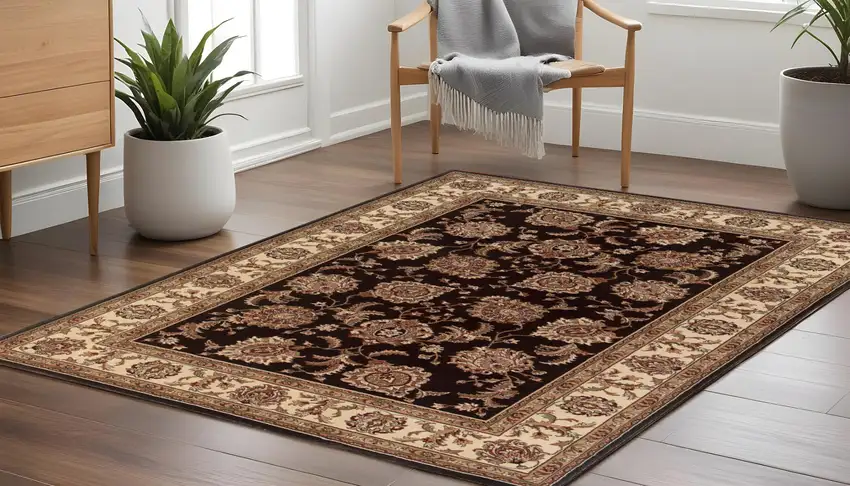 8' Brown And Ivory Oriental Square Rug Photo 1