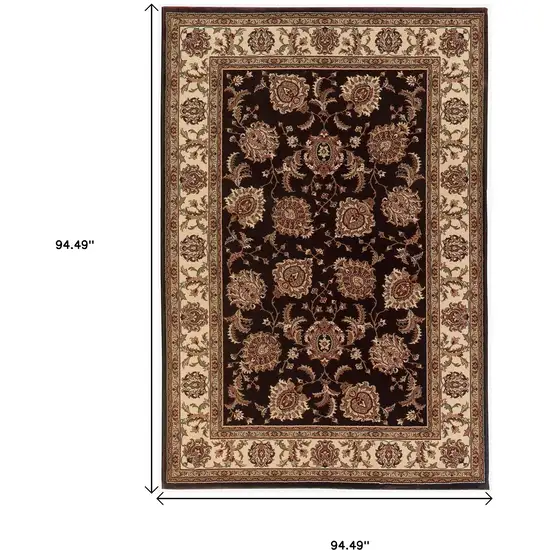 8' Brown And Ivory Oriental Square Rug Photo 3