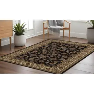 Photo of 8' Brown And Ivory Oriental Square Rug