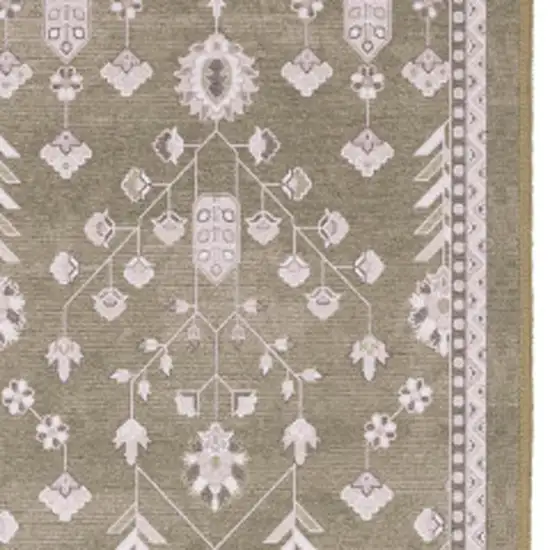 7' Brown And Ivory Oriental Washable Runner Rug Photo 3