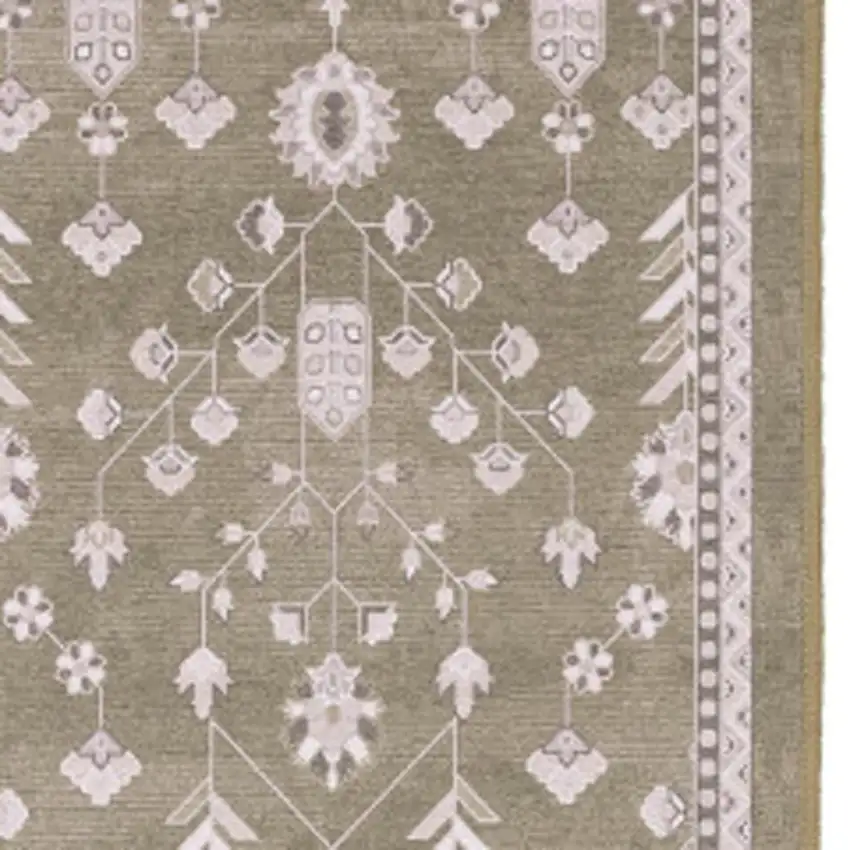 7' Brown And Ivory Oriental Washable Runner Rug Photo 3