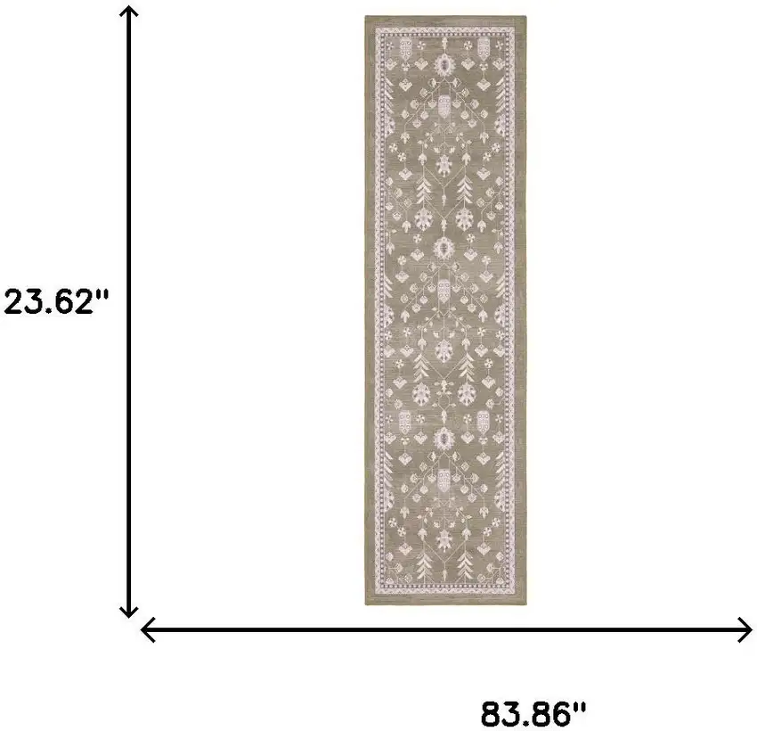 7' Brown And Ivory Oriental Washable Runner Rug Photo 8