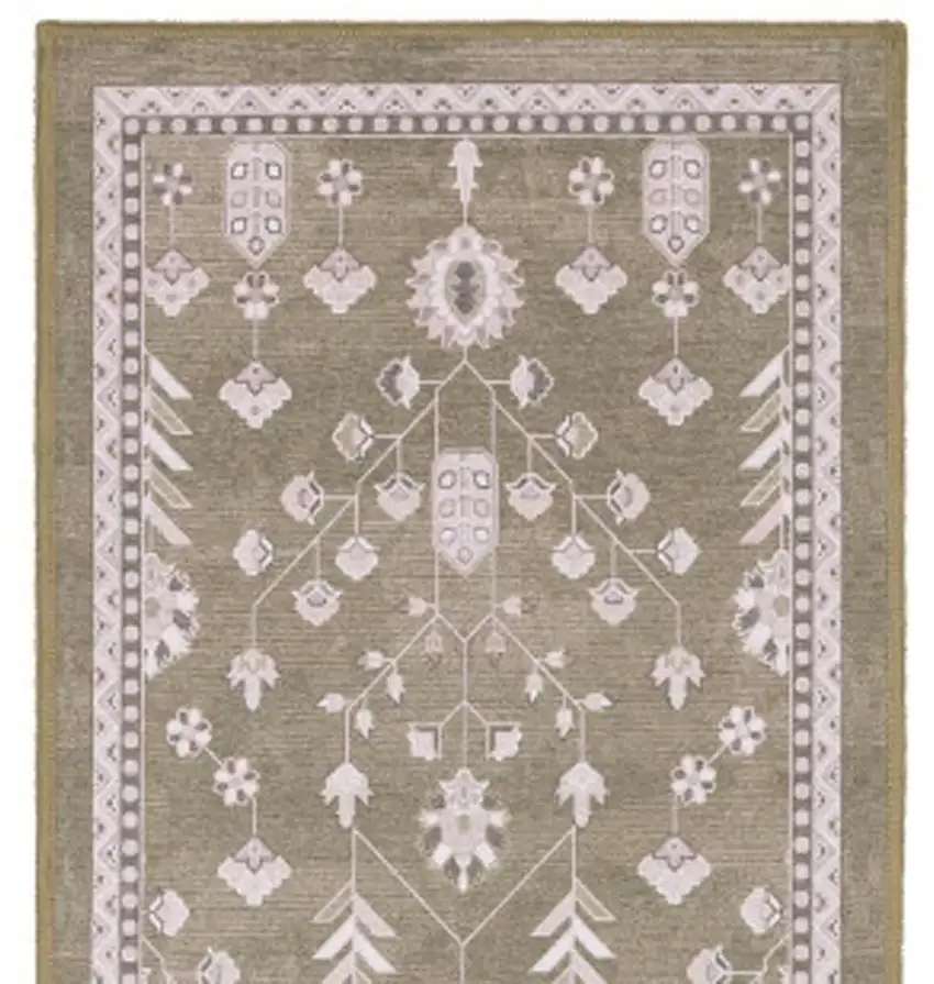 7' Brown And Ivory Oriental Washable Runner Rug Photo 4