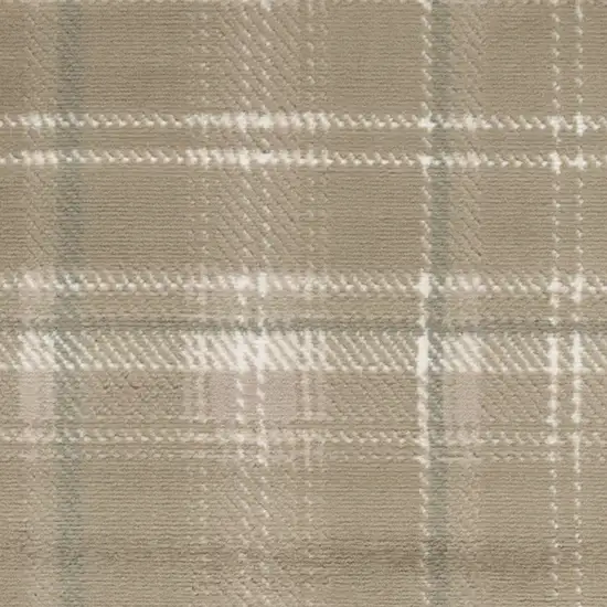 8' Brown And Ivory Plaid Runner Rug Photo 7