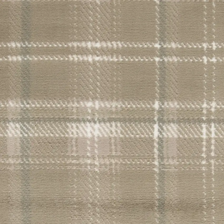 8' Brown And Ivory Plaid Runner Rug Photo 7