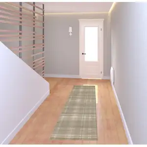 Photo of 8' Brown And Ivory Plaid Runner Rug