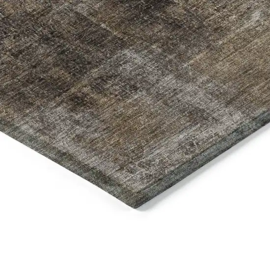 8' Brown And Ivory Round Abstract Washable Indoor Outdoor Area Rug Photo 7